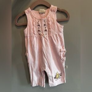 Pink Embroidered Floral Romper - Baby Girls